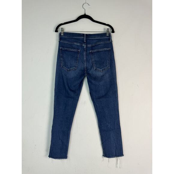 AGOLDE Sophie Mid Rise Skinny Size 28 Crop Ankle Raw Hem Jeans - Picture 2 of 12